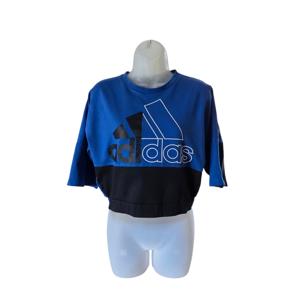 Adidas Women's Blue and Black‎ Crop Top